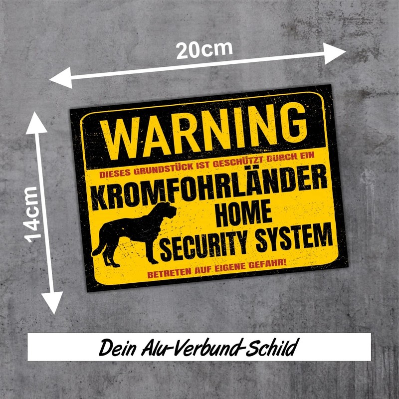 Kromfohrländer Warning Security System Door Sign Dog Warning Sign