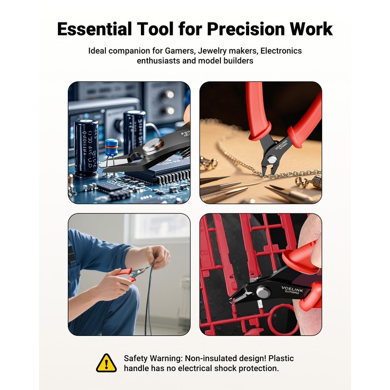VCELINK Small Wire Cutter, Electrical Flush Cutting Plier 5 Inch