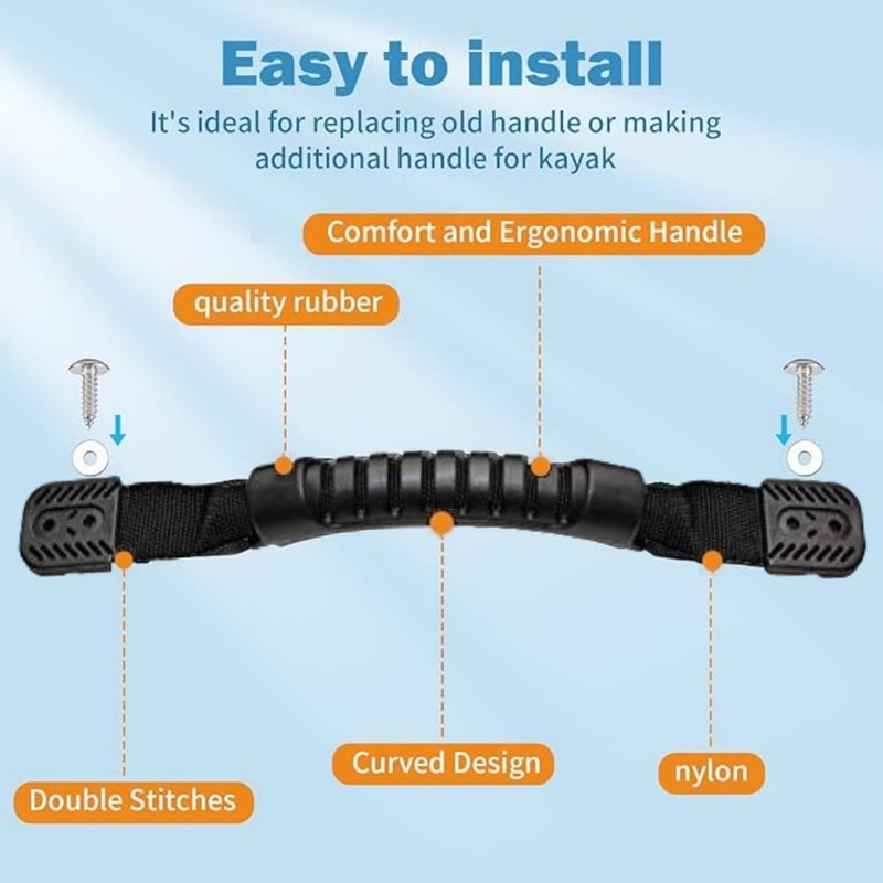 2 Pack Durable Side Mount Kayak Handles, Kayak Molded Webbing