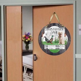PK Décor Customizable Duck Hunter Baby Announcement Sign Plaque, Dog Lover Baby Shower Gift, Yellow Lab Man’s Best Friend Decoration