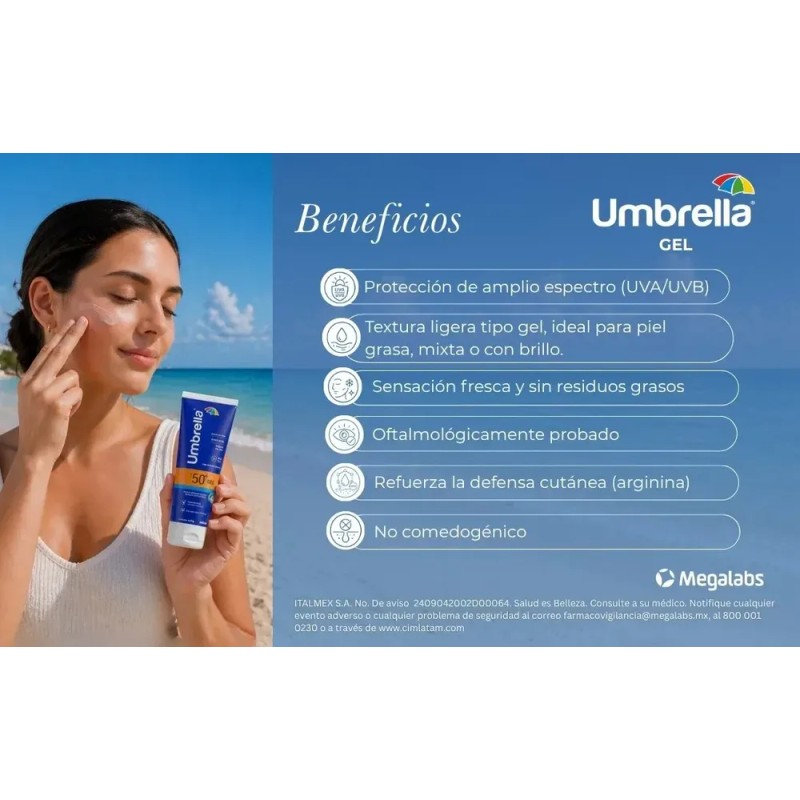 Protector Solar en Gel Umbrella FPS 50 para Piel Grasa