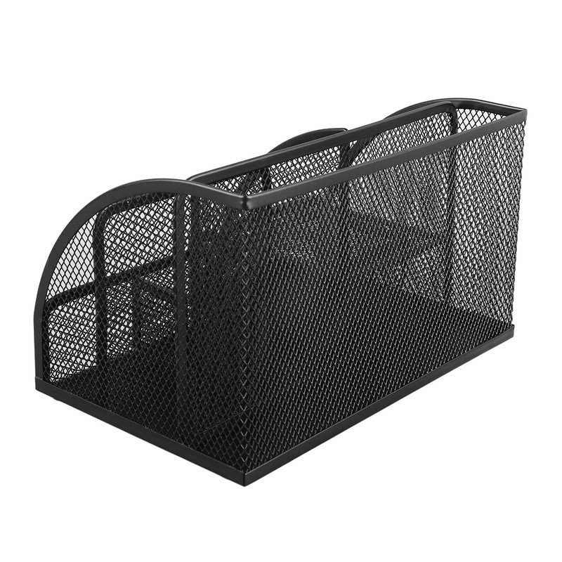 Mesh Office Desktop Organizer Multifunctional Metal 7 Compartments Pen Holder
