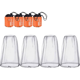 4 Pack Mosquito Head Net Face Mesh Net Head Protecting Net for Outdoor Hiking Camping Climbing Walking Mosquito Fly Insects Bugs Preventing (Regular Size, Grey)