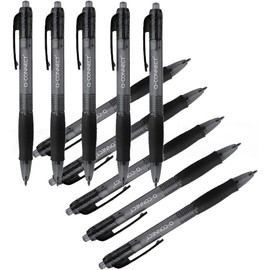 Q-Connect Retractable Ballpoint Pen Medium Black (Pack of 10)