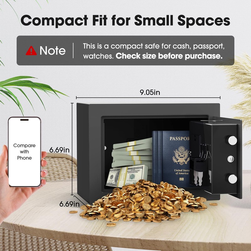 Goldenkey Small Kids Safe for Money, Digital Mini Safes with