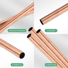 M METERXITY 3-Pack 300mm Copper Round Tube, 7mm OD 0.5mm Wall Thickness Copper Seamless Tubing for Construction/Machining/DIY Crafting, Metal Straight Pipe [0.28x0.02x12IN]