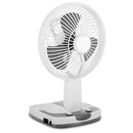 Technical Pro Adventure Series Rechargeable Desk/Wall Fan with LED Work Lamp, Adjustable Tilt Super-bright LED Lamp