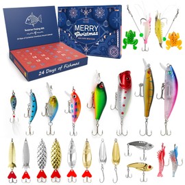 EzaroNexis Advent Calendar Fishing Christmas Countdown - 24 Days Fishing Lures Set for Fisher Adult Men Teen Boys - 2025 Xmas Surprise Fishing Gift