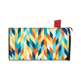 Magnetic Mailbox Covers, Colour Block Diagonal Diamond Grid Mailbox Printed Mailbox Wrap Post Letter Box Cover Mailbox Post Cover for Garden Yard Decor Standard Size(21x18 Inch)
