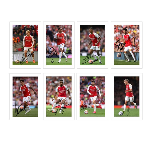 Set of 20 Arsenal 2023/24 Players Signed Photo Prints with Pre-Printed Signatures Autograph for Kids/Men/Women