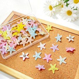 60 PCS Starfish Push Pins, Cute Push Pins, Colorful Star Thumb Tacks, Decorative Thumbtack for Bulletin Board Photos Notes DIY Crafts Soft Cork Board, Reusable&Fun Wall Decor.