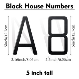 SpNo1-MS 5 Inch Floating Aluminum House Address Numbers Letters, Modern Metal House Numbers for Outside, Black Metal Door Address Letter and Number for Home Garden Office Apartment (L)