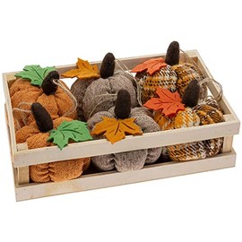Boston International Plush Pumpkins Fall & Autumn Tabletop Shelf Décor, Set of 6, Crate of Pumpkins