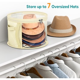 AOODA Oversized Clear Hat Storage Bag for Women, Holds up to 7 Caps Cowboy Hat Organizer for Closet, Wide Brims Hat Case with Carrying Handles (Yellow)