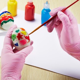 ZOMCHAIN Kids Gloves Disposable, Nitrile Gloves for 7-14 Years - Latex Free, Food Grade, Powder Free - for Crafting, Painting, Gardening, Cooking, Cleaning - 100 PCS Pink