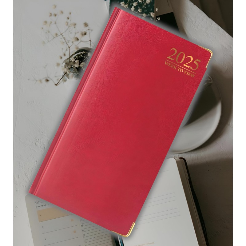 2025 Diary slim line week to view with metal edge
