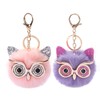OWL Pom Pom Keychain Fluffy Cute Owl Keychain Faux Animal