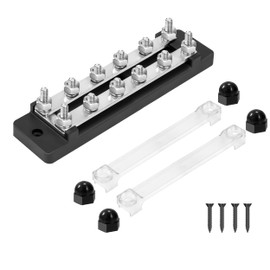 QIMEI-SHOP Busbar 12V-48V DC Busbar Busbar Distribution Block 150A Power Distribution Block 2-Way with 12 x M6 Connection Bolts for Car RV Boat Black
