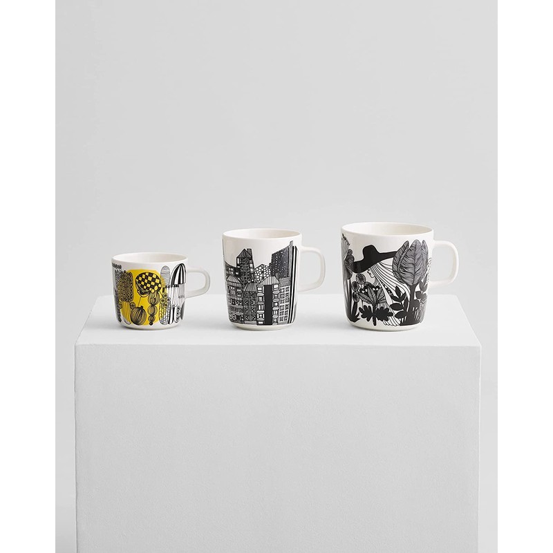 Marimekko - Oiva/Siirtolapuutarha - Cup - White/Black/Orange - Diameter 8