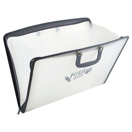 11x17 Accordian File Organizer 13 Pocket 11x17 portfolio folder for artwork with Handle Document Organizer with Zipper Closure and Sticky Labels Oxford Cloth Edge Frosted Translucent 1 Pack