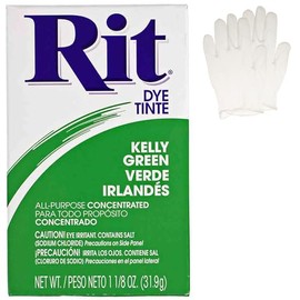All Purpose Concentrated Rit Dye Powder Single Pack with Plastic Gloves for Clothing, Décor, and Crafts – Kelly Green