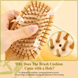 BFWood Bamboo Paddle Hairbrush with Bristles for Massaging Scalp Yellow