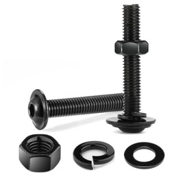 M6 x 35mm Flanged Button Head Socket Cap Screws Bolts, Nuts, Flat & Lock Washers, 10Pcs 18-8 (304) Stainless Steel, Fully Threaded, Black Oxide by SG TZH (with Hex Spanner)