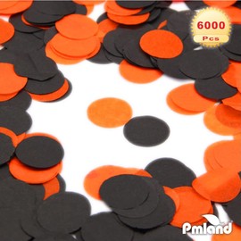 PMLAND Gift Wrapping Paper Table Confetti Circles 2.5 cm (1 Inch) 6000 pcs - Black and Orange