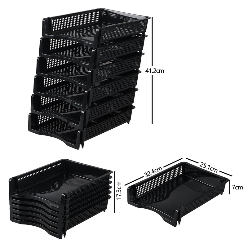 Fabnati 6 Pack Plastic Stackable A4 Paper Organizer Tray, Desktop