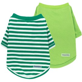 2 Pieces Puppy Clothes Summer Dog Shirt Cute Soft Dog Shirt for Small Dogs Bresthable Chihuahua Cat Clothes XS~XXL Pet Clothing (Green, Small)