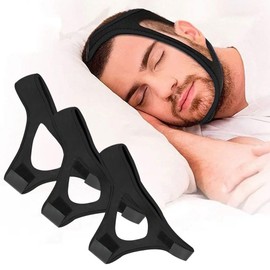 FDEETY Snoring Stopper Anti Snoring Chin Strap Sleeping Open Breathing Correction Belt Anti Snoring Braces Snoring Splint Men Prevent Snoring (Black)