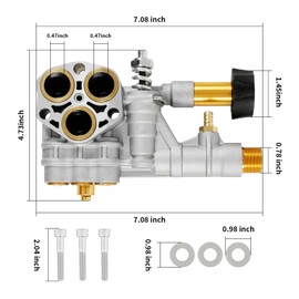 HRepair 7108366 Pressure Washer Pump Manifold fits for Technologies 510020 and 520006 Axial Cam Pressure Washer Pump Replacement Simpson 7108366 Cleaning Manifold