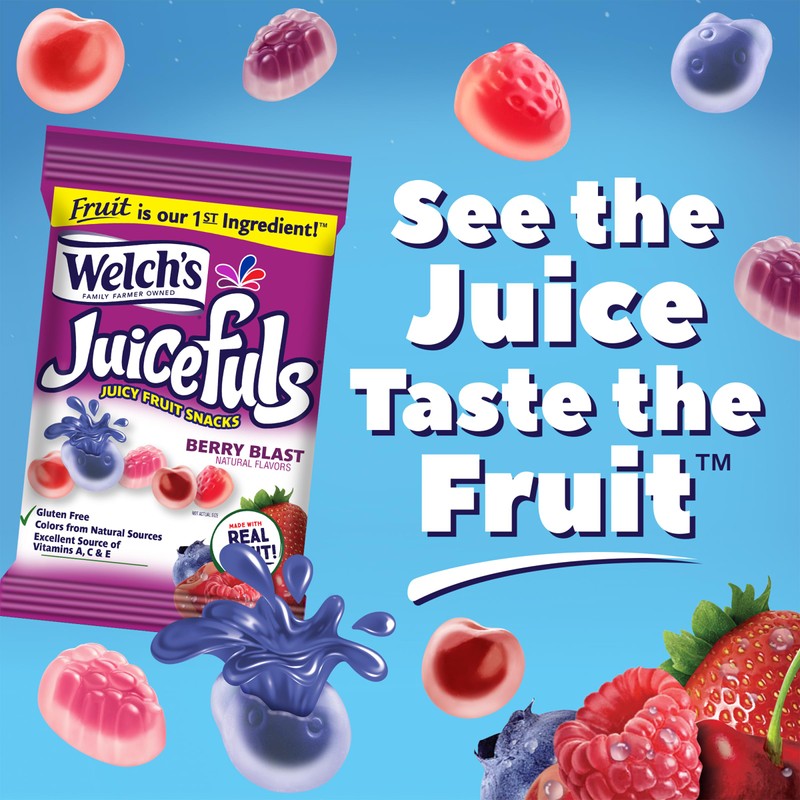 Welch's Juicefuls Juicy Fruit Snacks, Berry Blast, Fruit Gushers, Gluten