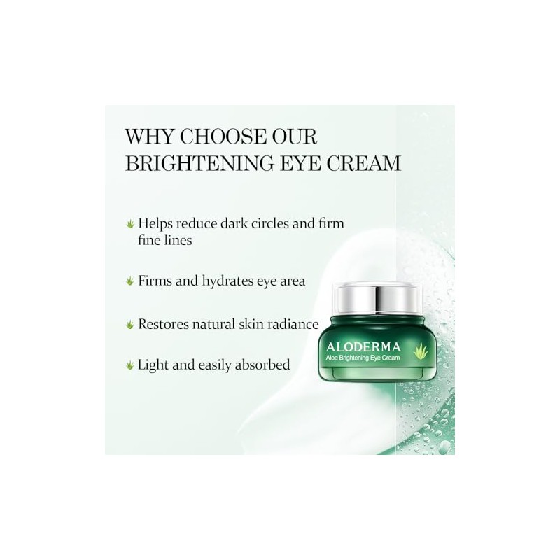 Aloderma- Crema iluminadora para ojos con aloe vera orgánico: crema