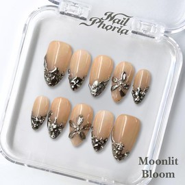 NailPhoria｜SURPRISE DEAL Collections (70 Styles) acrylic press nails:_Moonlit Bloom_M
