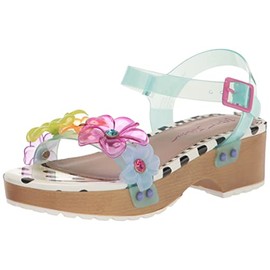 Betsey Johnson Girls Flryn Heeled Sandal, Teal, 3 Little Kid