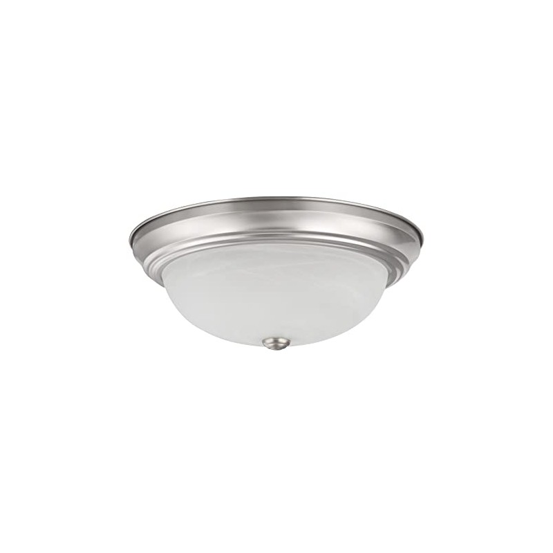 Aspen Creative 63024-09-1, 3-Light Flush Mount/Brushed Nickel Finish w/Alabaster Glass,