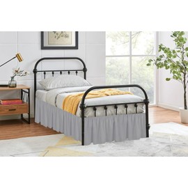 Ruffled Bed Skirt with Split Corners - Light Grey, King BedSkirt, Gathered Style Easy Fit up to 15 Inch Drop, Wrap with Platform Three Sided Coverage Ruffle Bed Skirts (Light Grey King)