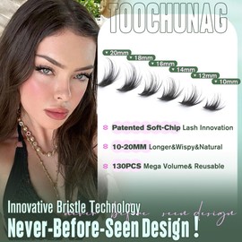 Soft-Chip Lash Clusters 10-20mm Long Eyelash Clusters D Curly Wispy False Eyelashes Extensions Lightweight Volume Lashes Individual 130pcs DIY Cluster Eyelash Extensions by TOOCHUNAG