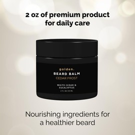Golden Grooming Beard Balm | Unique Masculine Scent | Shea Butter for Beard Growth | Tames, Moisturizes & Styles – Cedar Frost, 2oz