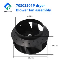 70302201P Blower Fan Assembly for Speed Queen, UniMac, Huebsch, and Ipso Dryers. Replaces 70302201, TU21755, Compatible with T45 Dryer, 9.51 OD PKG