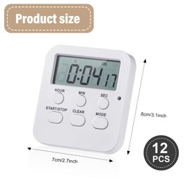 Weewooday 12 Pcs Digital Kitchen Timer - Count Up/Down Large Digits Egg Timer with Loud Alarm for Teacher, Kids, Cooking, Baking, Sports, Office (Cute Style)