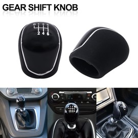 HISports Car Gear Knob 6 Speed, Car Gear Shift Knob Compatible with Ford Focus Fiesta Mk2 Mk3 C-Max S-Max Mendeo IV Mk4 Stick Shifter Head Cap Cover Handball Lever