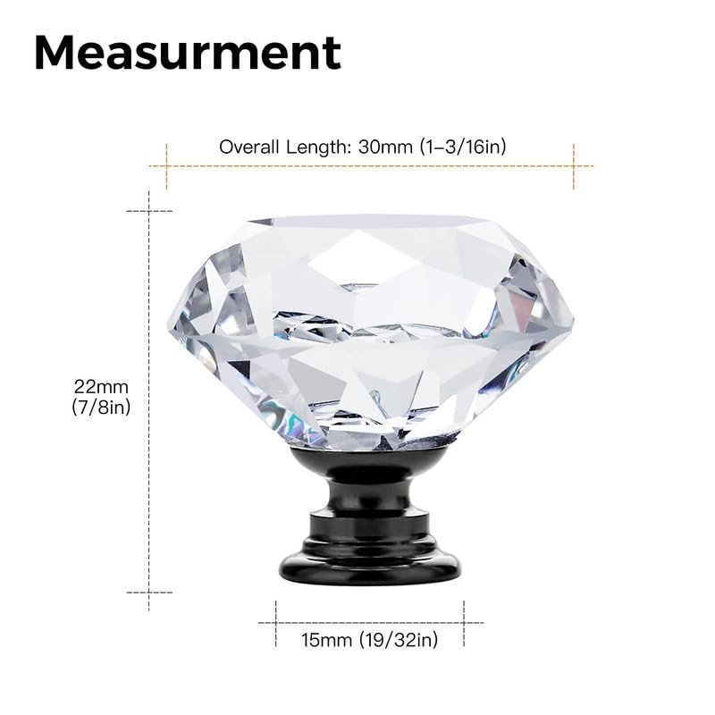 Ravinte Pack of 10 Crystal Drawer Knobs and Handles, Clear
