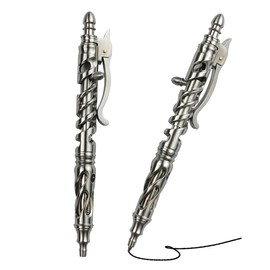 Dr. Metalleung Heavy Duty Stainless Steel Bolt Action Pen - Retractable EDC Pen with Keychain, Refillable Ink, Smooth Writing for Office & Gifts