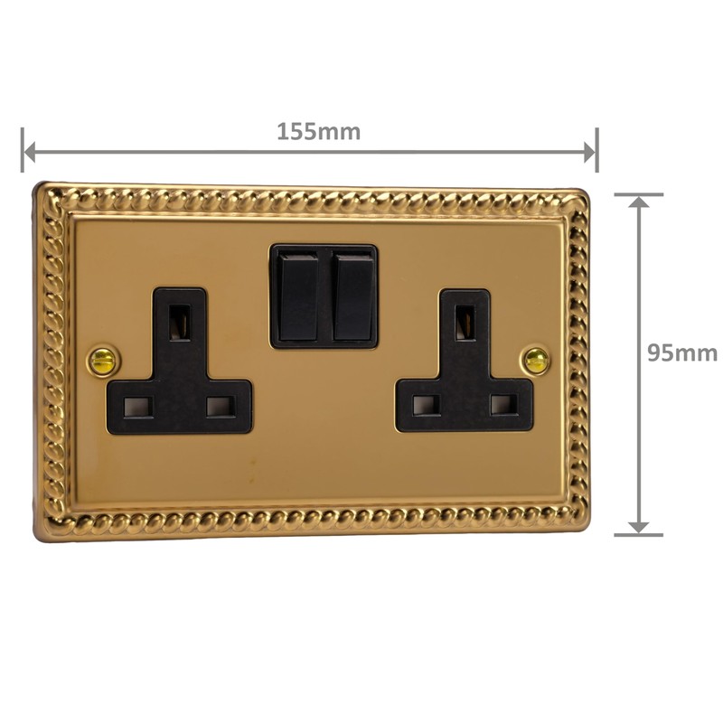 Varilight - 2 Gang 13 Amp Double Switched Socket Georgian