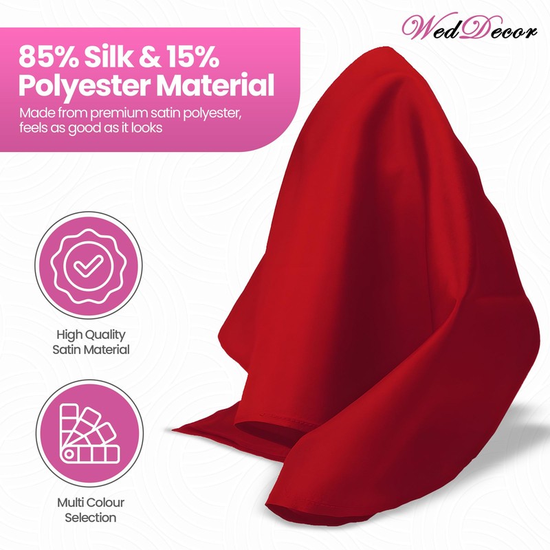 WedDecor Solid Deep Red Satin Pocket Square for Men –