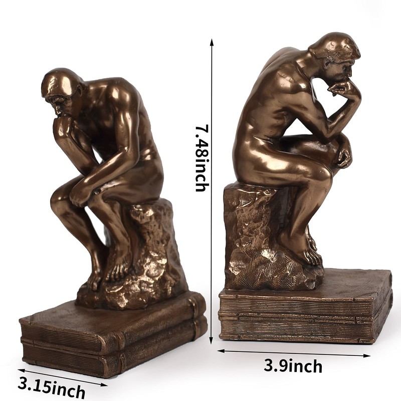 Magicsculp-The Thinker Statue Bookends in Premium Cold Cast Bronze- 7.48-Inch