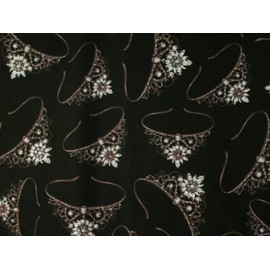 Fat Quarter (18 x 22) Tiara Glitter Crowns Women Crowns Pageants Black Cotton Fabric FQ