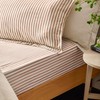 Yard Hebden Striped 100% Cotton Fitted Sheet, King, Pecan